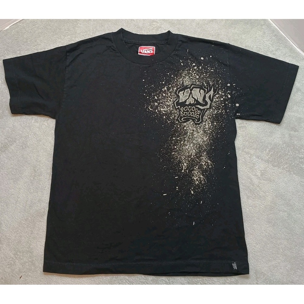 Vintage Vans Mens L (Fits M) Black Graphic T-shirt Y2K Grunge Skater Hip Hop - Picture 2 of 12